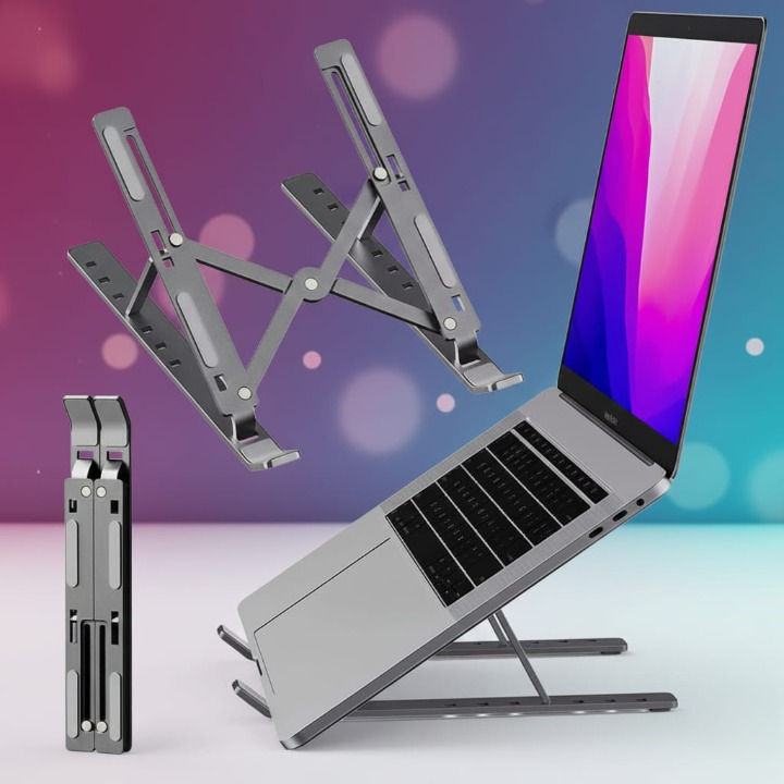 Adjustable Metal Laptop Stand β Foldable Portable Laptop Holder with Cover