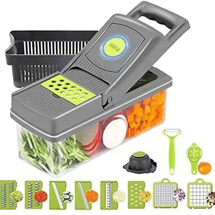 16-in-1 Vegetable Chopper β Multi-Functional Dicer, Slicer & Grater with Storage Container