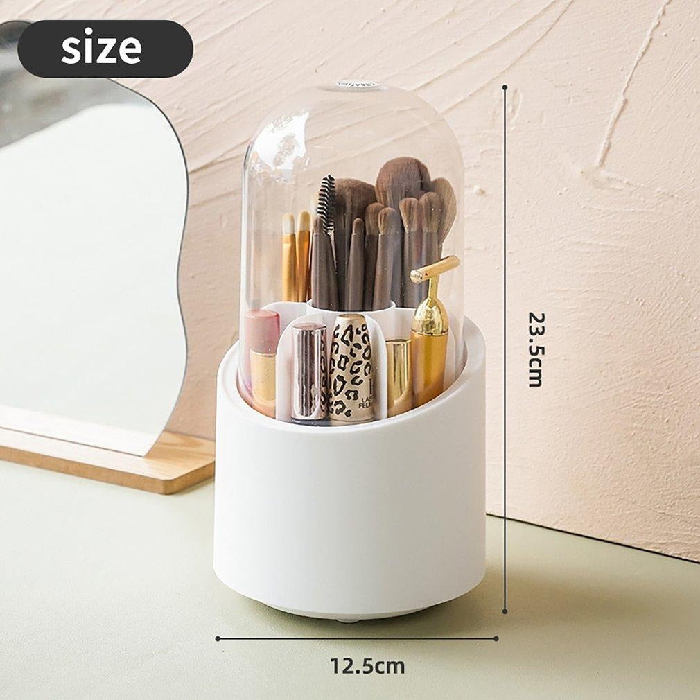 360° Rotating Makeup Organizer – Cosmetic Brush & Beauty Tool Storage Box